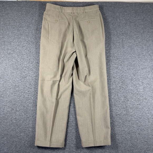 Vintage Savane Triple Pleat Pants Mens 33X30 Brown Cuffed - Picture 10 of 12